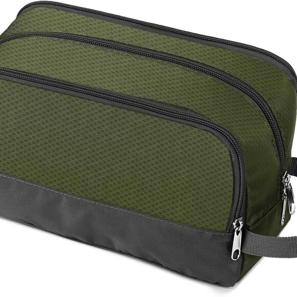 Men's Hanging Toiletry Bag - Water Resistant Dopp Kit for Travel - Army Green - Picture 8 of 8